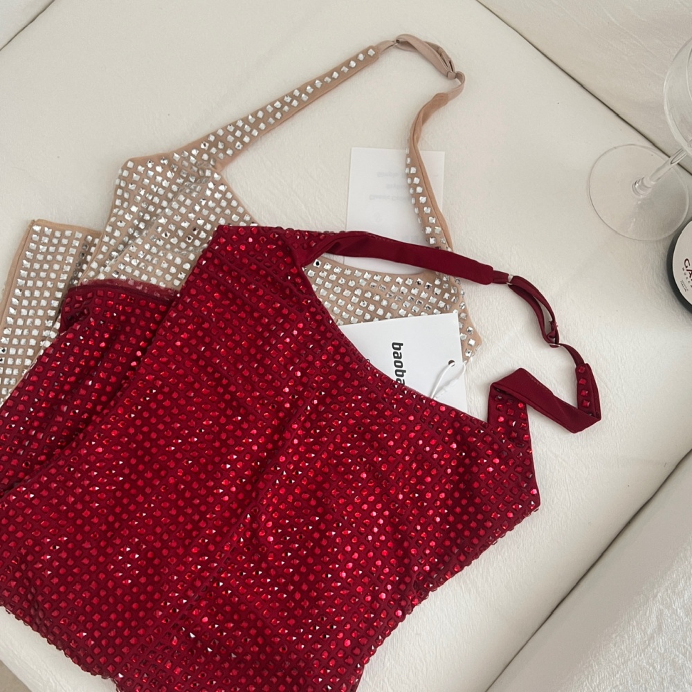 Spicegirl slim sexy dress nightclub halter rhinestone T-back