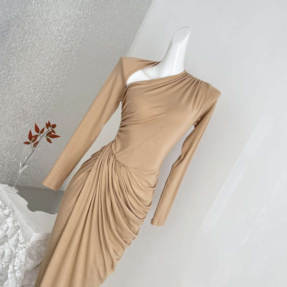 Pinched waist dress package hip long dress for women