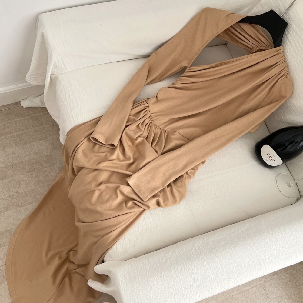 Pinched waist dress package hip long dress for women