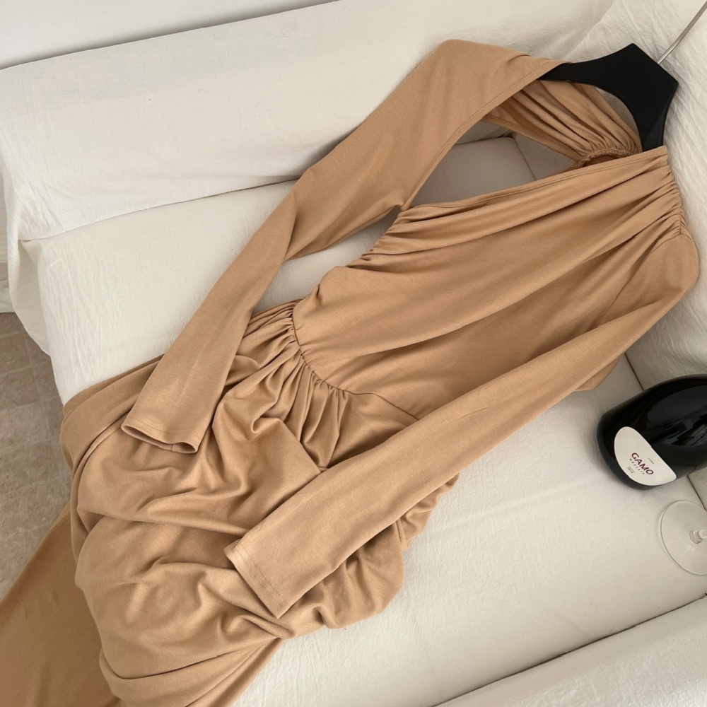 Pinched waist dress package hip long dress for women