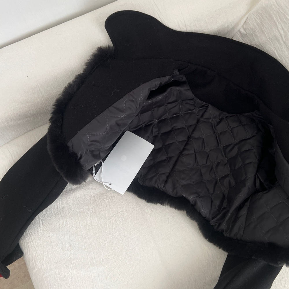 Clip cotton woolen coat christmas strap dress 2pcs set