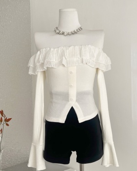 Bottoming slim tops flat shoulder sweater