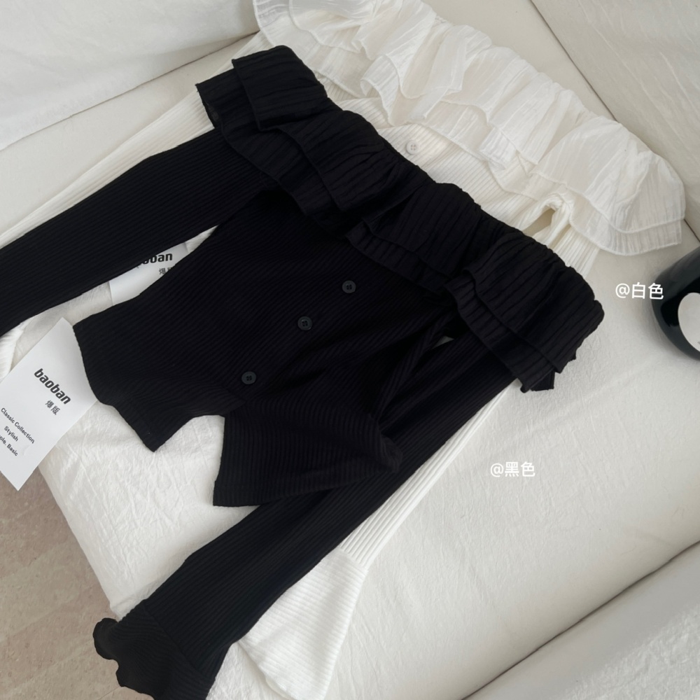 Bottoming slim tops flat shoulder sweater