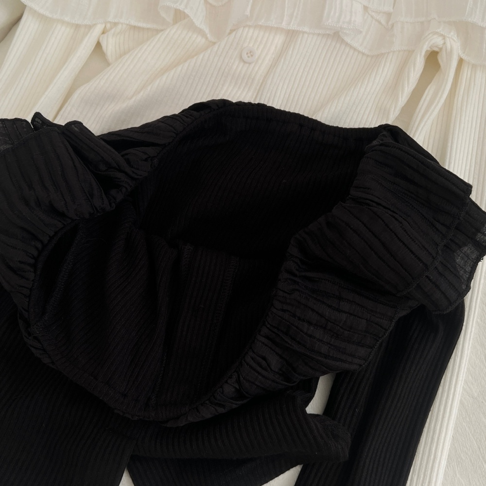 Bottoming slim tops flat shoulder sweater