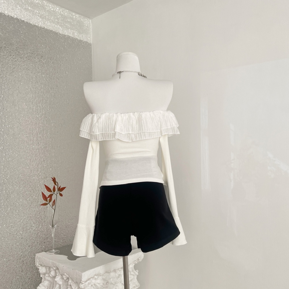 Bottoming slim tops flat shoulder sweater