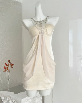 High waist sleeveless all-match fashion swan dress