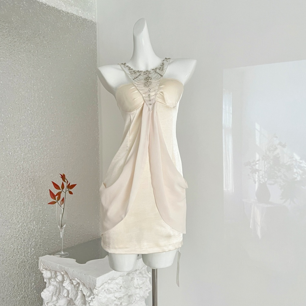 High waist sleeveless all-match fashion swan dress