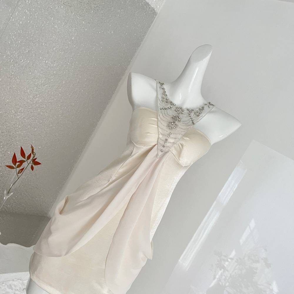 High waist sleeveless all-match fashion swan dress