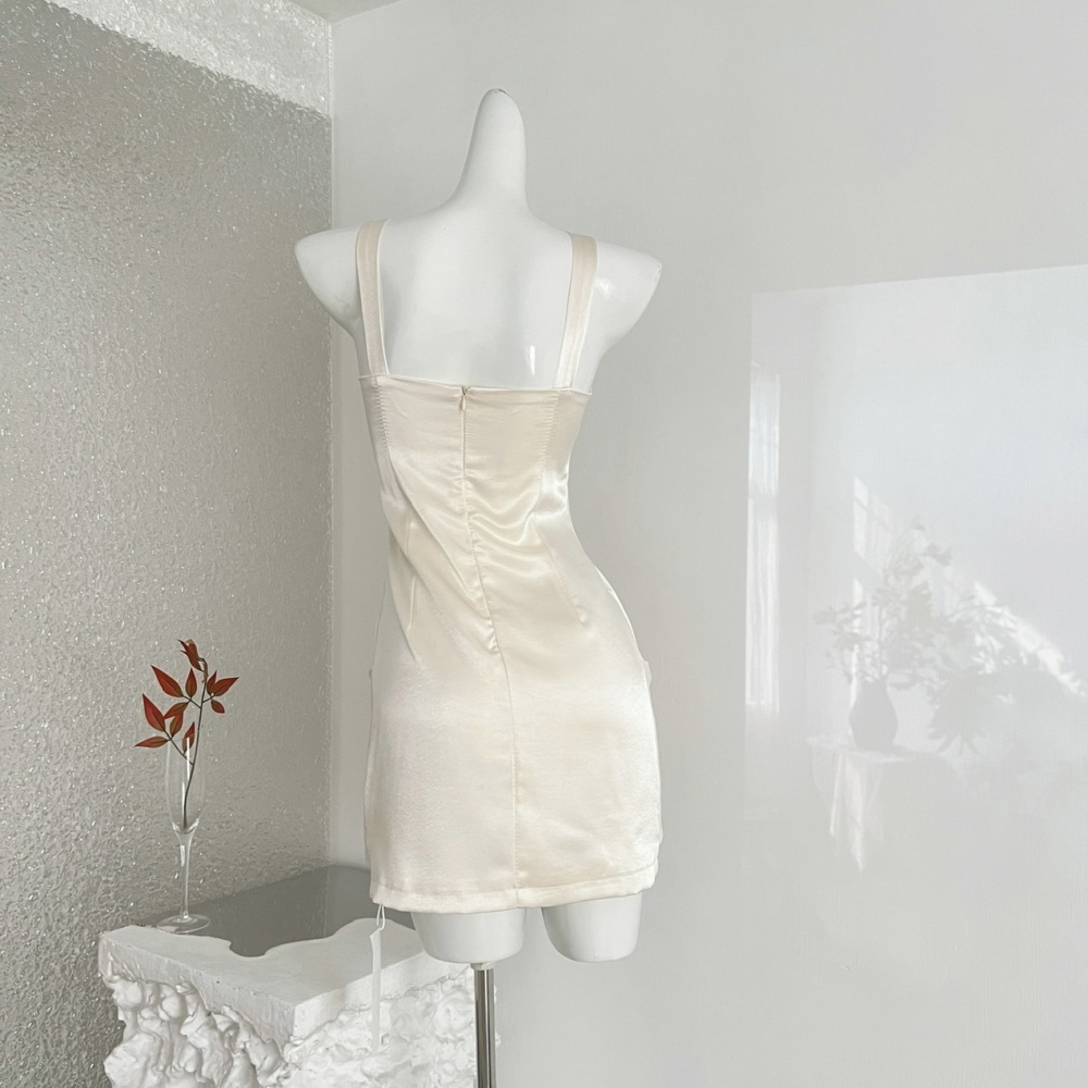 High waist sleeveless all-match fashion swan dress