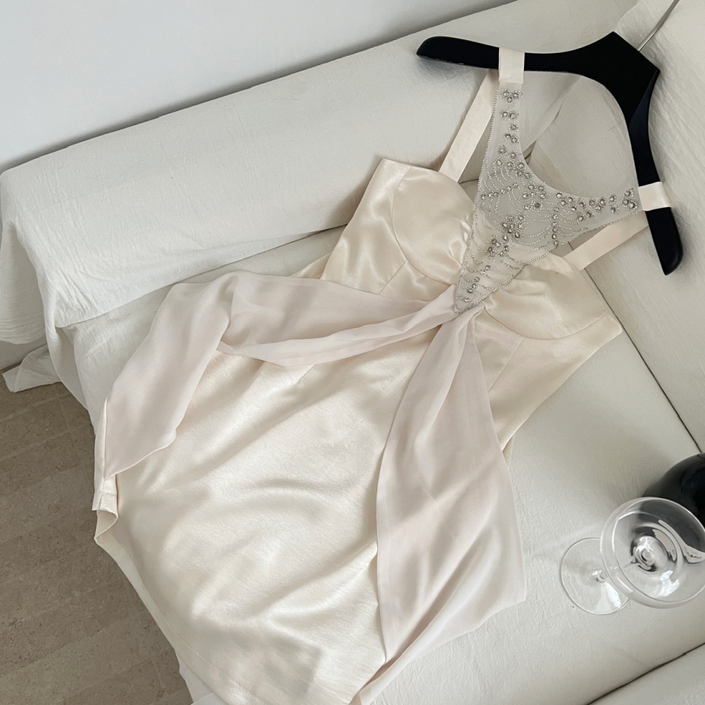 High waist sleeveless all-match fashion swan dress