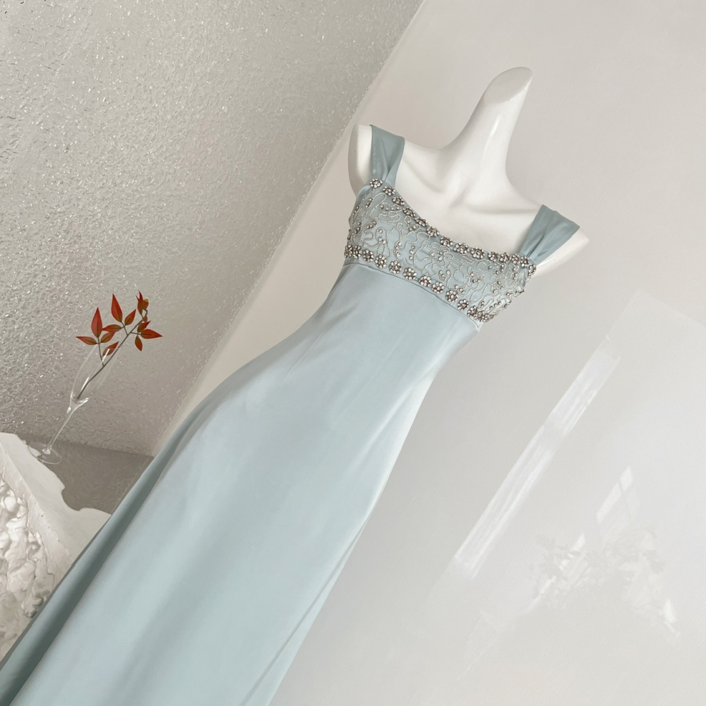 Sling satin dress diamond formal dress