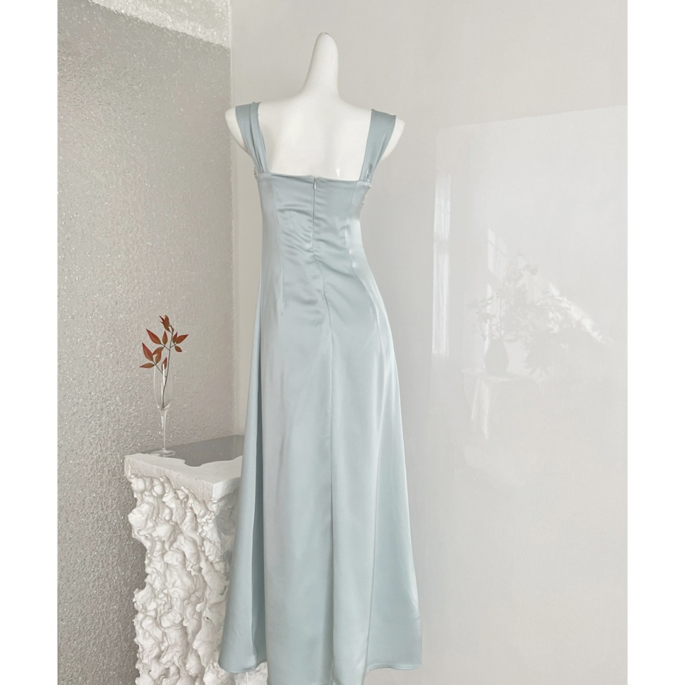 Sling satin dress diamond formal dress