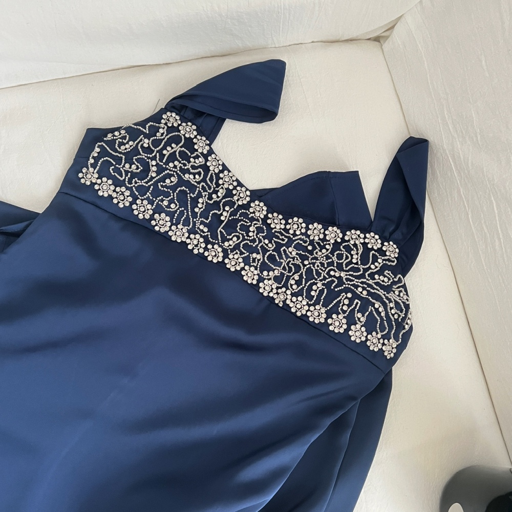 Sling satin dress diamond formal dress