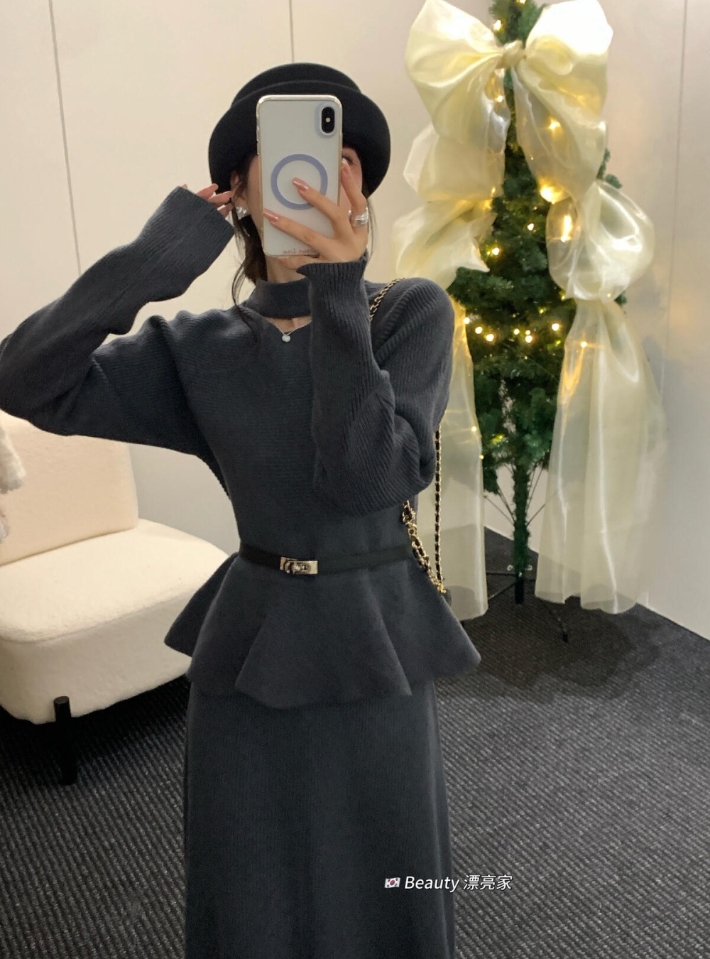 Lotus leaf edges skirt short skirt 2pcs set for women