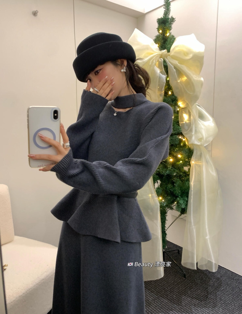 Lotus leaf edges skirt short skirt 2pcs set for women