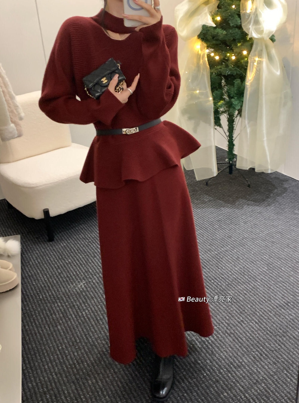 Lotus leaf edges skirt short skirt 2pcs set for women