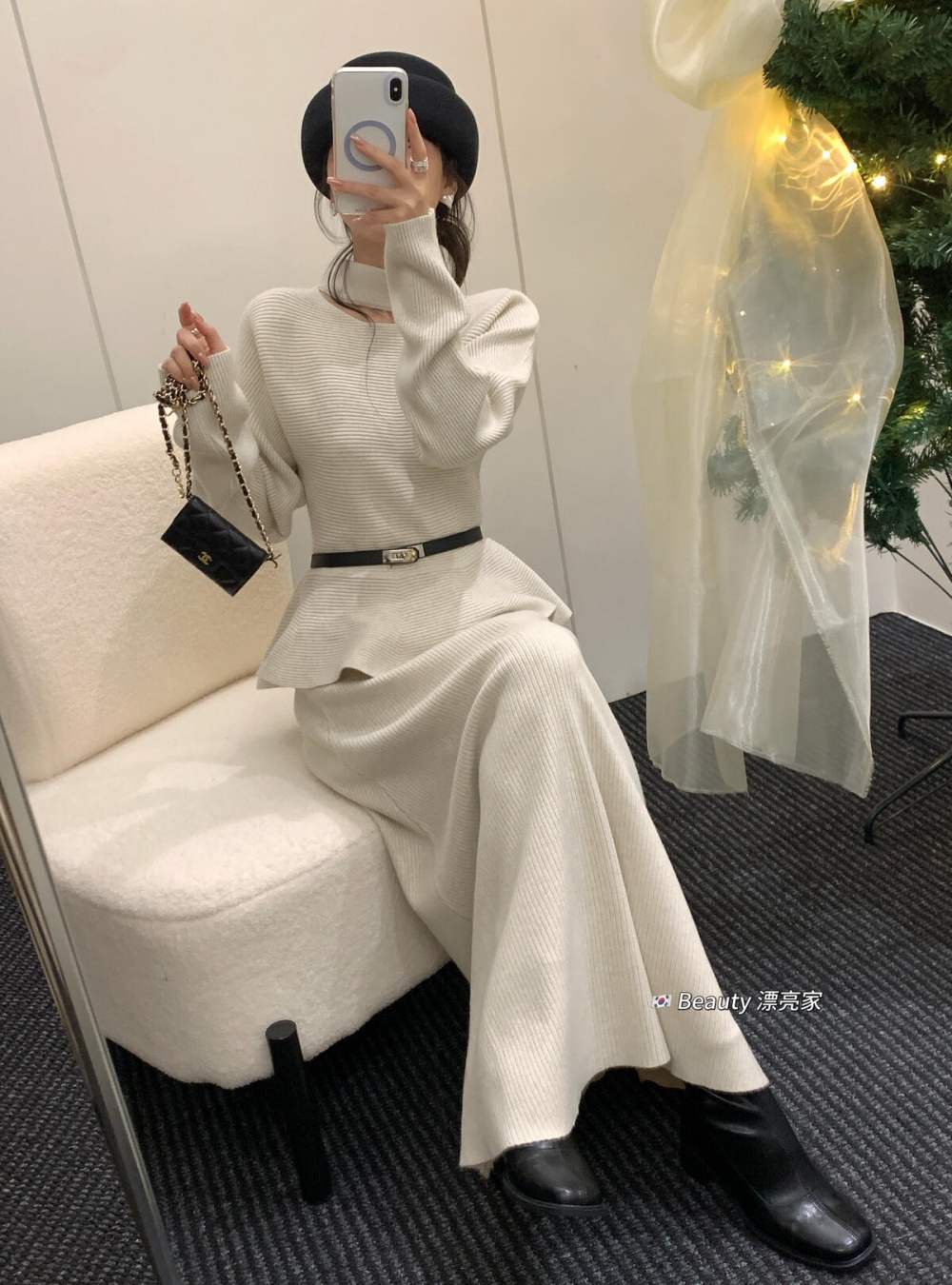 Lotus leaf edges skirt short skirt 2pcs set for women