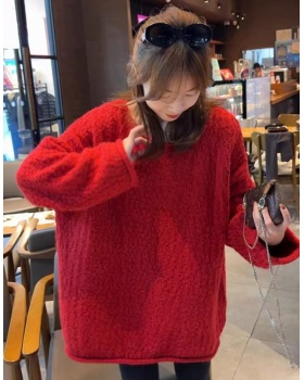 Lazy knitted winter long hip sweater for women