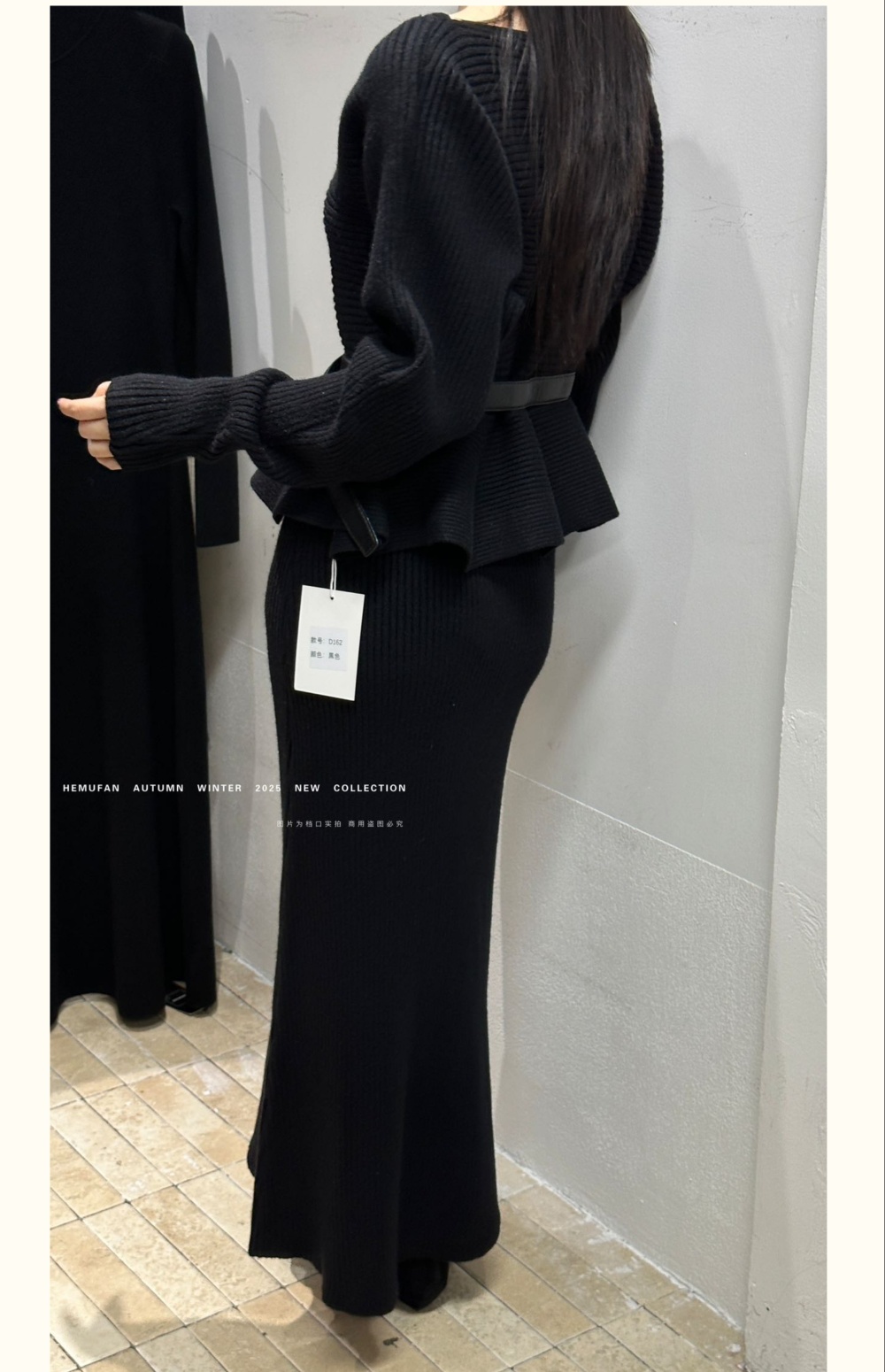 Fashion winter skirt knitted slim tops 2pcs set