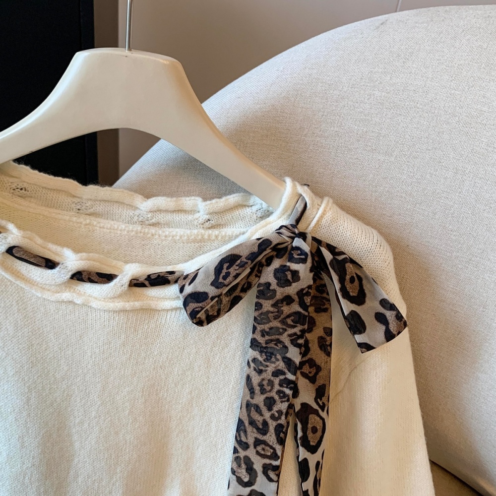 Streamer autumn and winter leopard sweater Western style loose tops