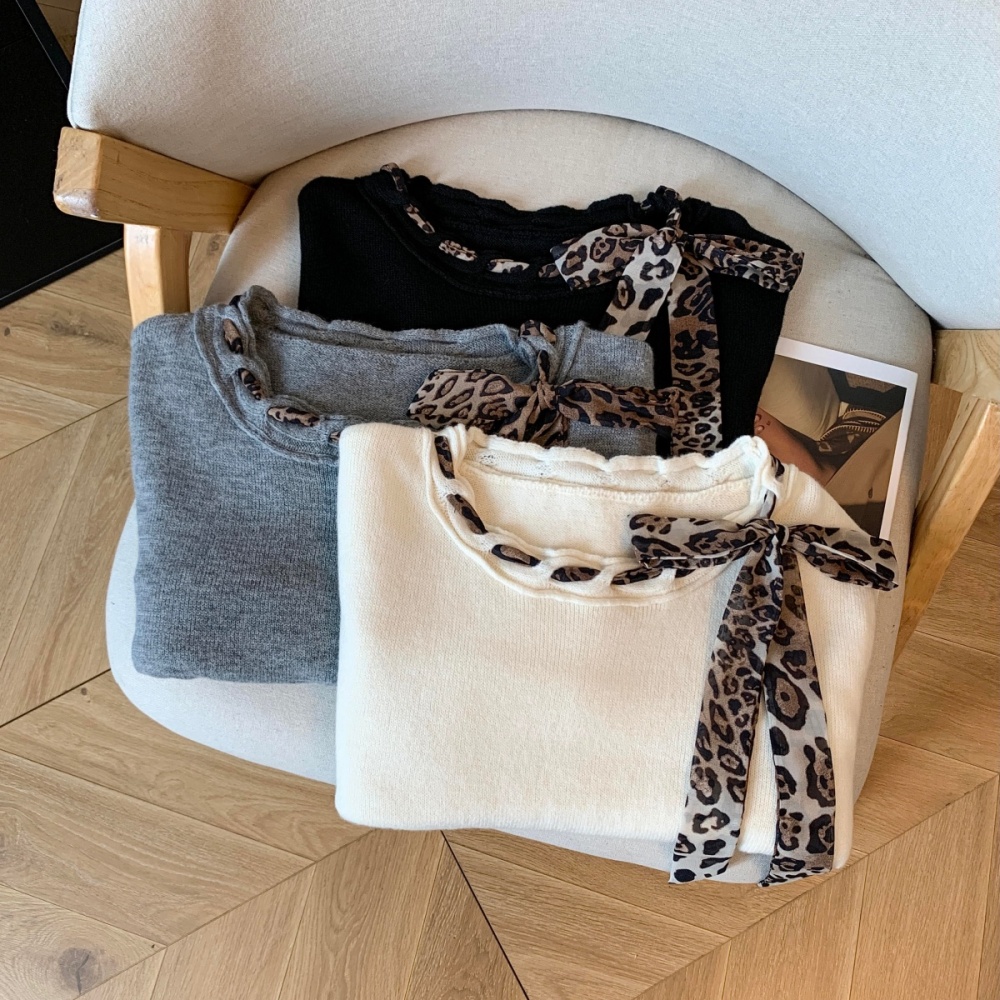 Streamer autumn and winter leopard sweater Western style loose tops