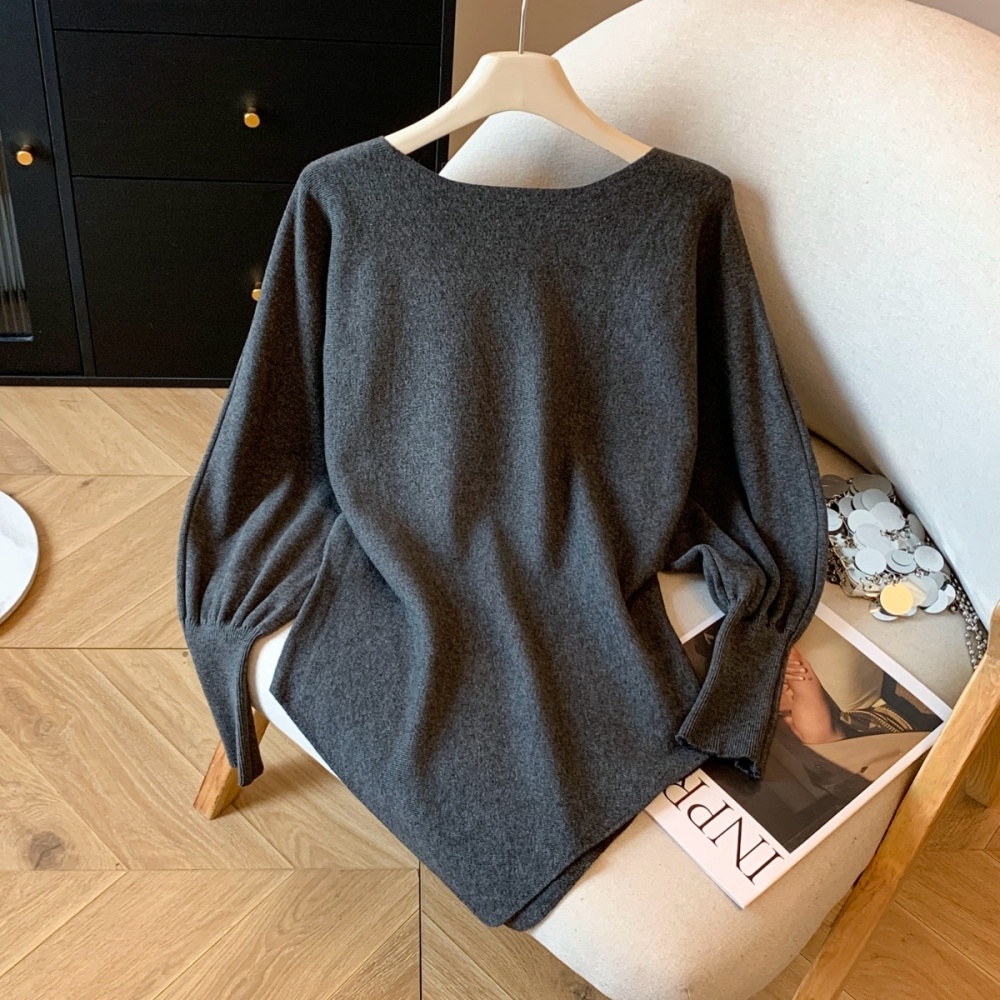 Lazy flat shoulder tops autumn and winter sweater