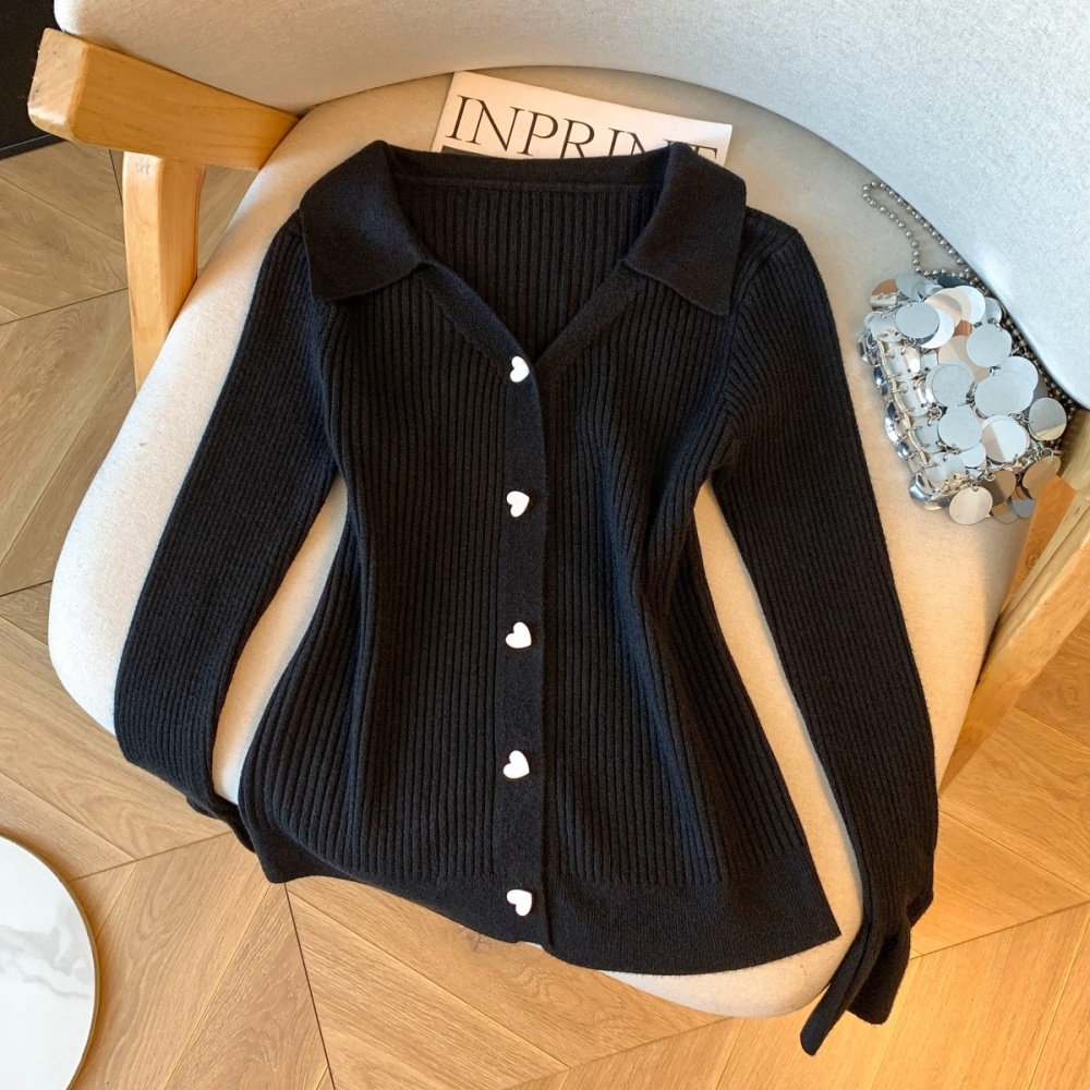 Outside the ride lapel V-neck cardigan thick winter sweater