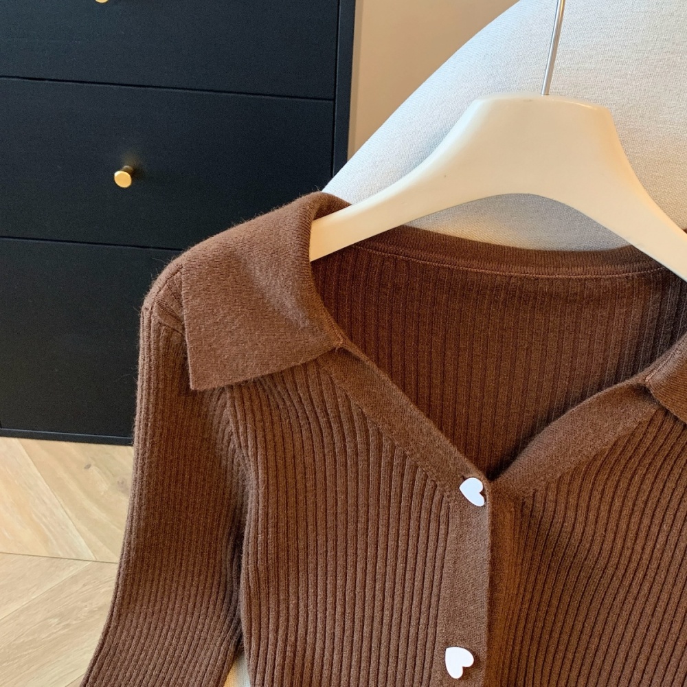 Outside the ride lapel V-neck cardigan thick winter sweater