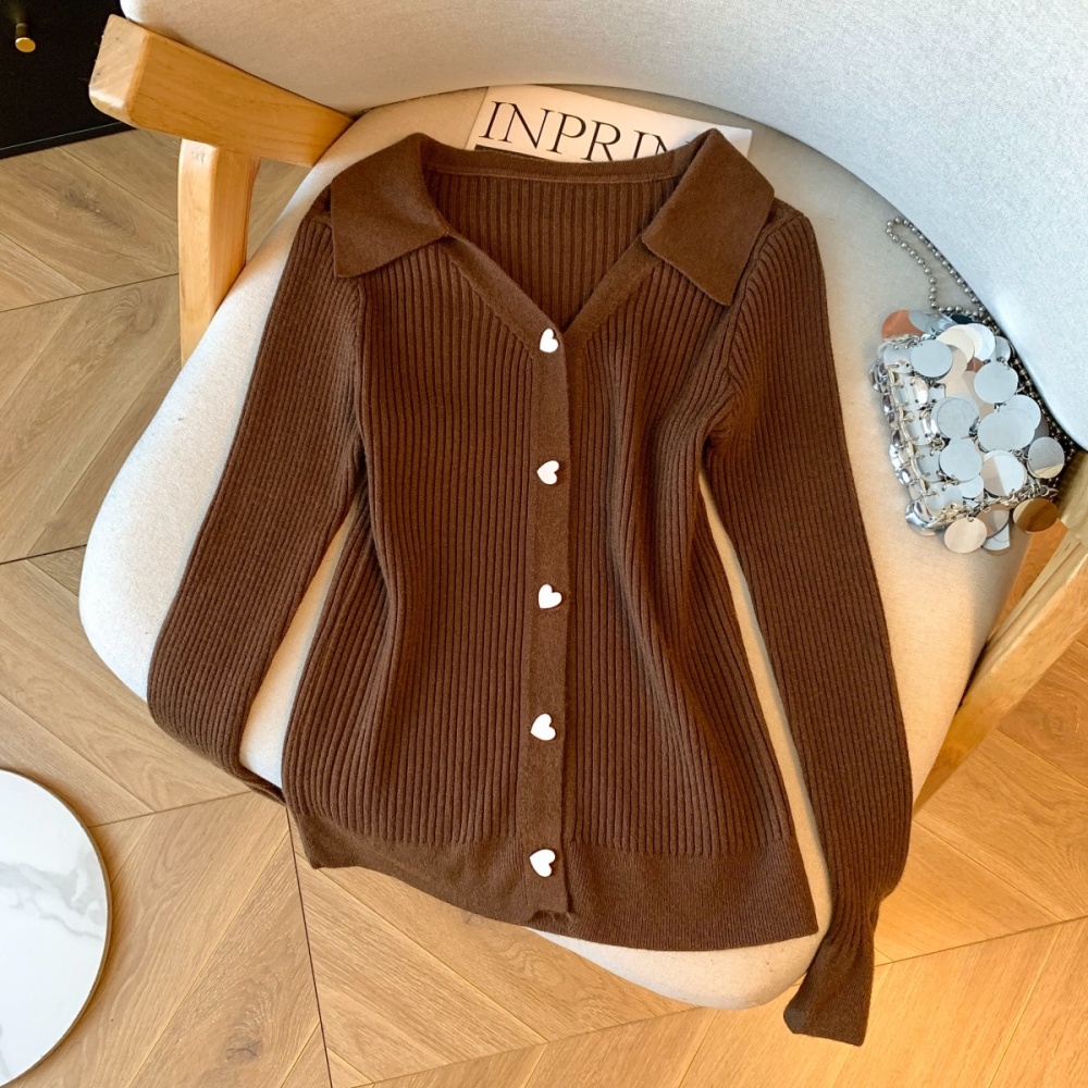 Outside the ride lapel V-neck cardigan thick winter sweater