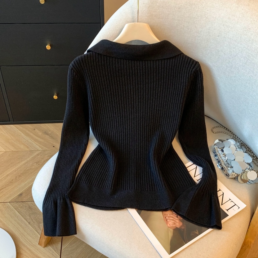 Outside the ride lapel V-neck cardigan thick winter sweater