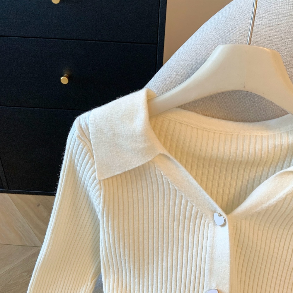 Outside the ride lapel V-neck cardigan thick winter sweater