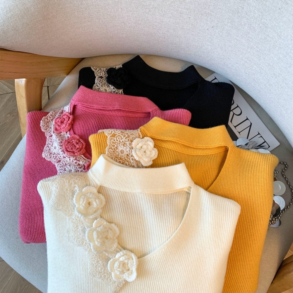 Hollow stereoscopic pullover niche halter sweater