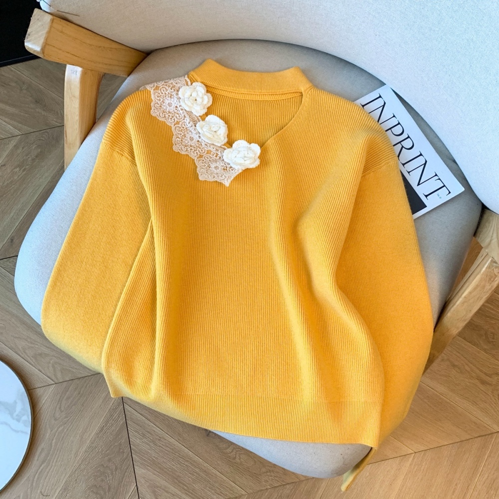 Hollow stereoscopic pullover niche halter sweater