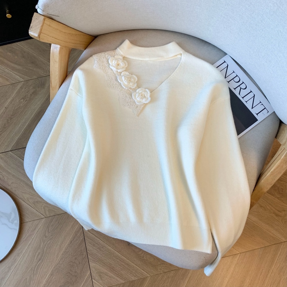 Hollow stereoscopic pullover niche halter sweater