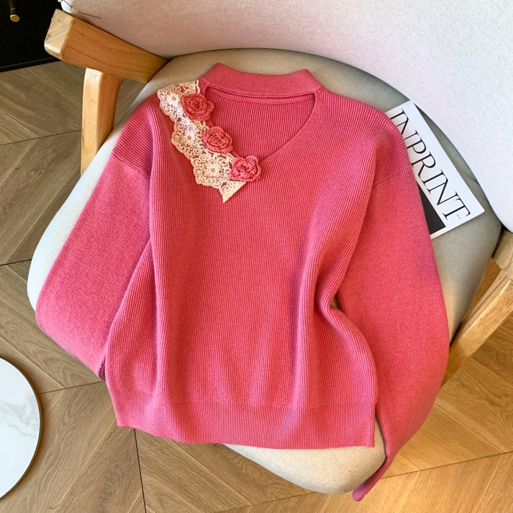 Hollow stereoscopic pullover niche halter sweater