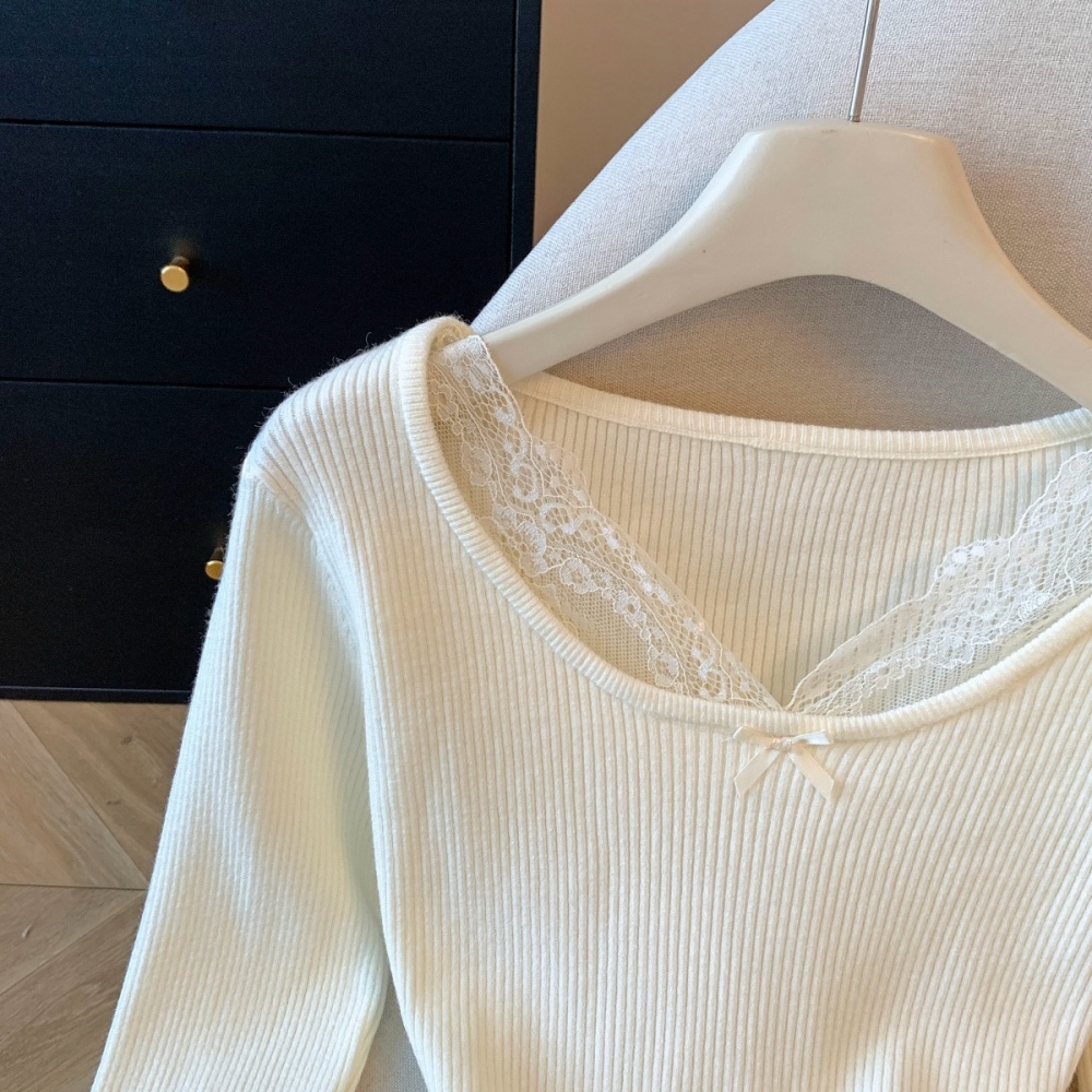 Knitted temperament lace thick sweater for women