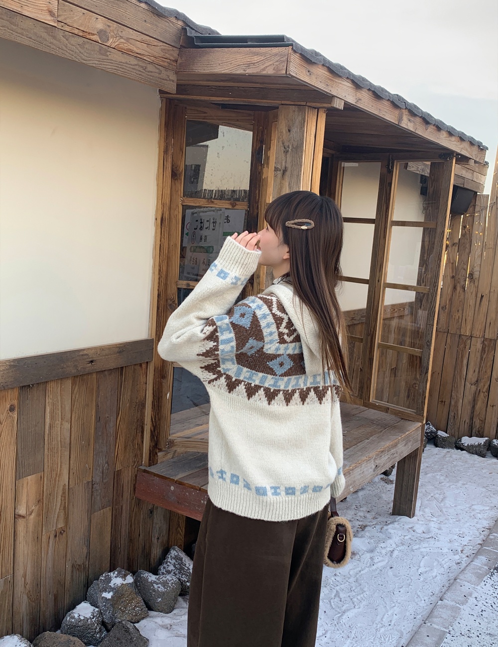 Hooded loose wears outside cardigan thick retro lazy sweater