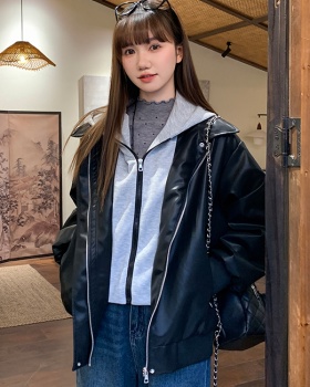 Autumn and winter thick leather coat locomotive coat