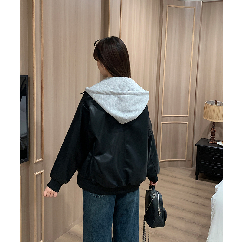 Autumn and winter thick leather coat locomotive coat