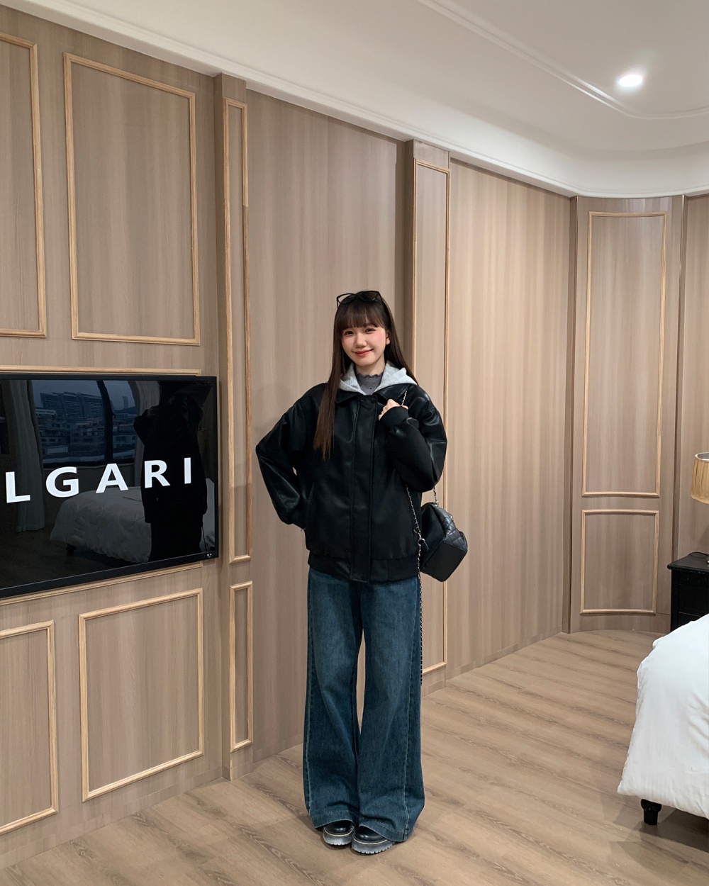 Autumn and winter thick leather coat locomotive coat