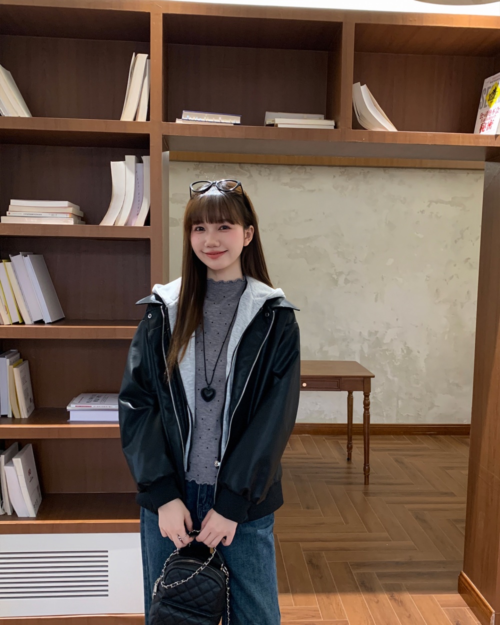 Autumn and winter thick leather coat locomotive coat