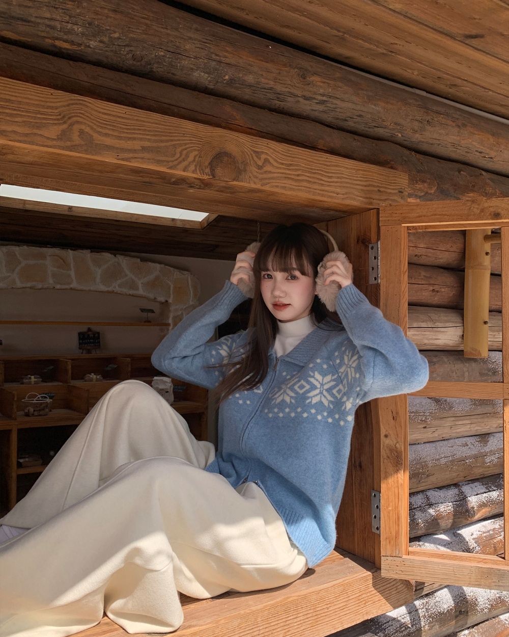 Knitted tender zip jacquard fashion lazy cardigan for women