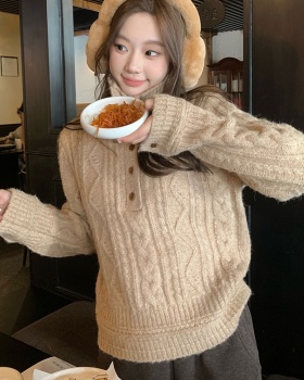 Autumn and winter lazy retro tops slim pullover sweater