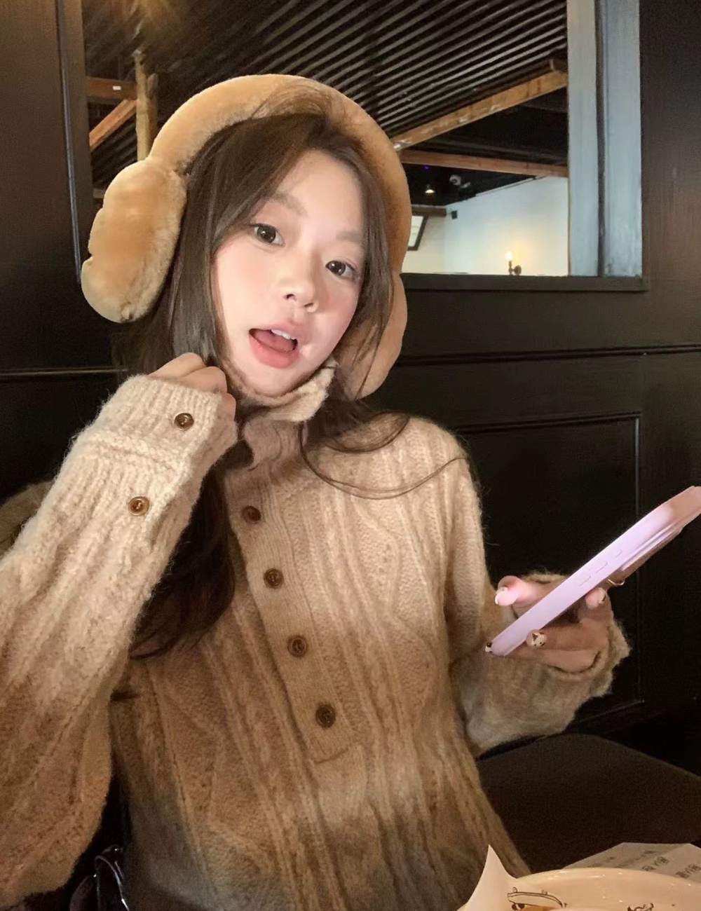 Autumn and winter lazy retro tops slim pullover sweater