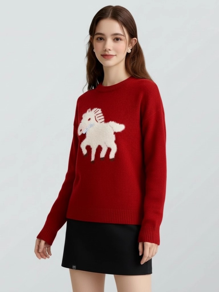 Autumn and winter lazy tops cartoon sweater for women