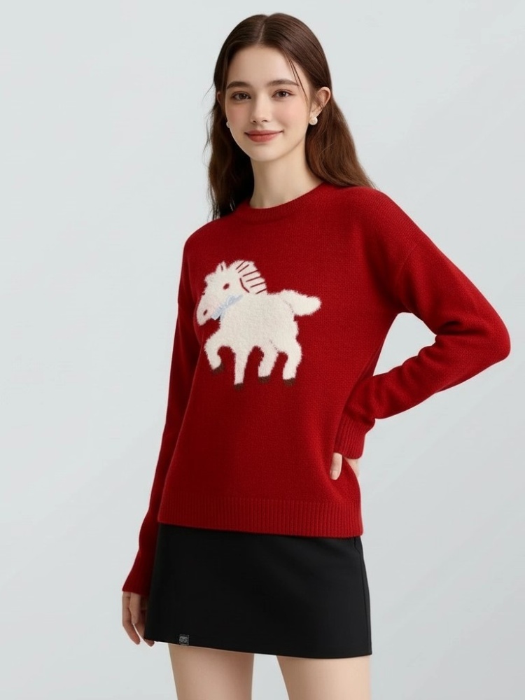Autumn and winter lazy tops cartoon sweater for women