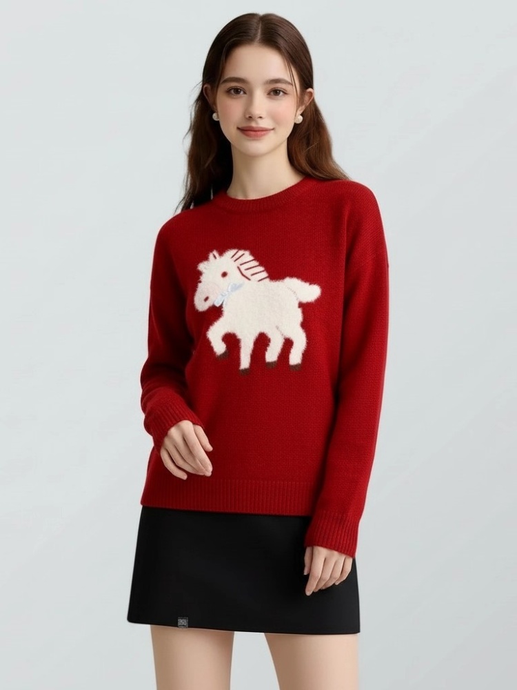 Autumn and winter lazy tops cartoon sweater for women