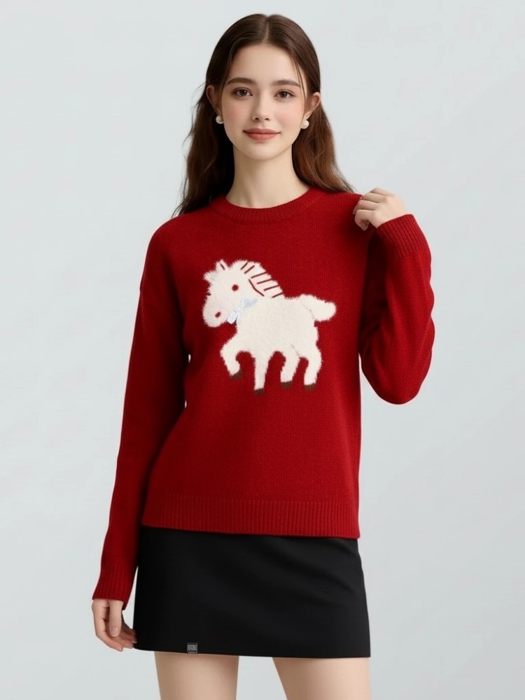 Autumn and winter lazy tops cartoon sweater for women