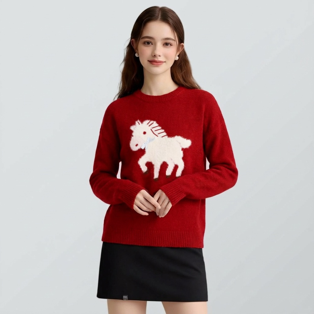 Autumn and winter lazy tops cartoon sweater for women