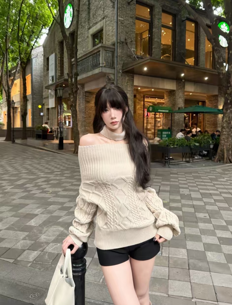 Wears outside tops flat shoulder sweater for women